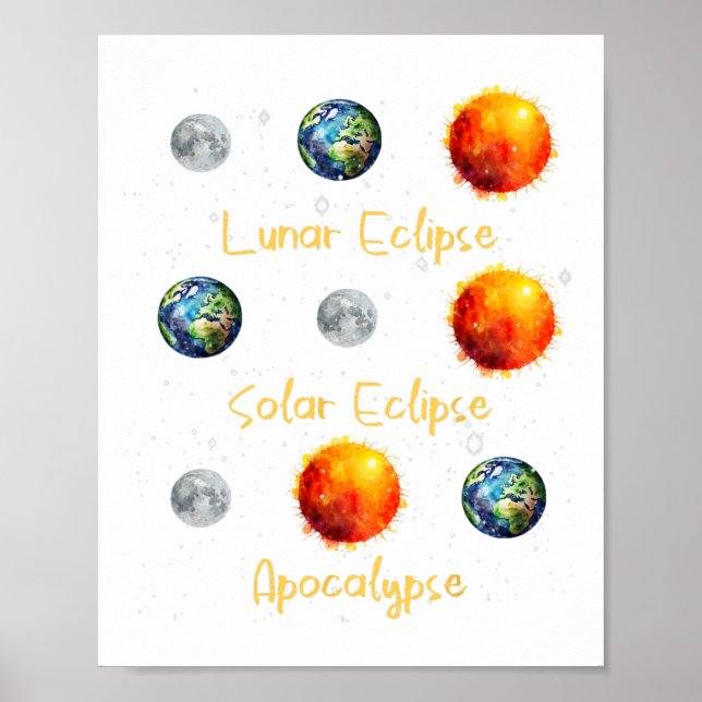 Poster Eclipse Solar Do Eclipse Lunar E Apocalypse Engraç (Frente)