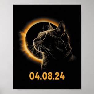 Poster Eclipse Solar Gato Óculos Eclipse Solar Gatos Engr