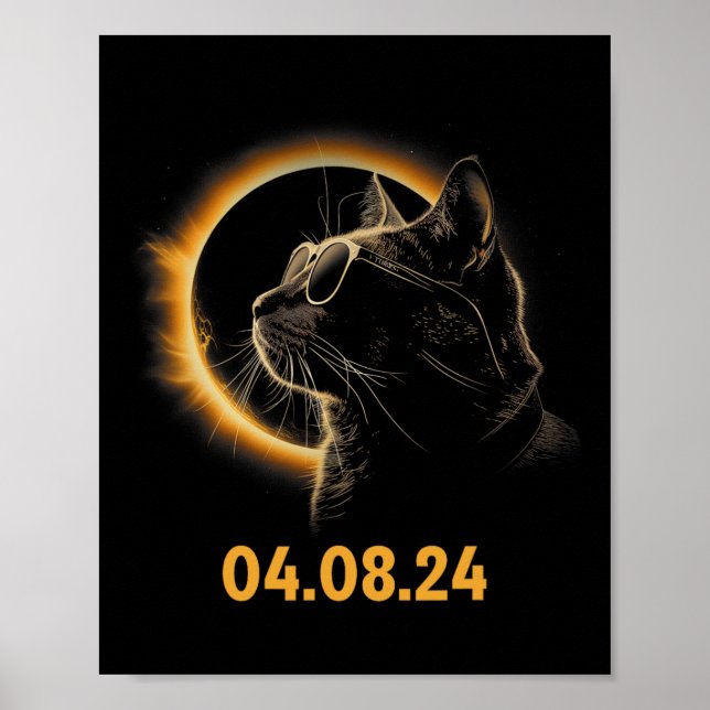 Poster Eclipse Solar Gato Óculos Eclipse Solar Gatos Engr (Frente)
