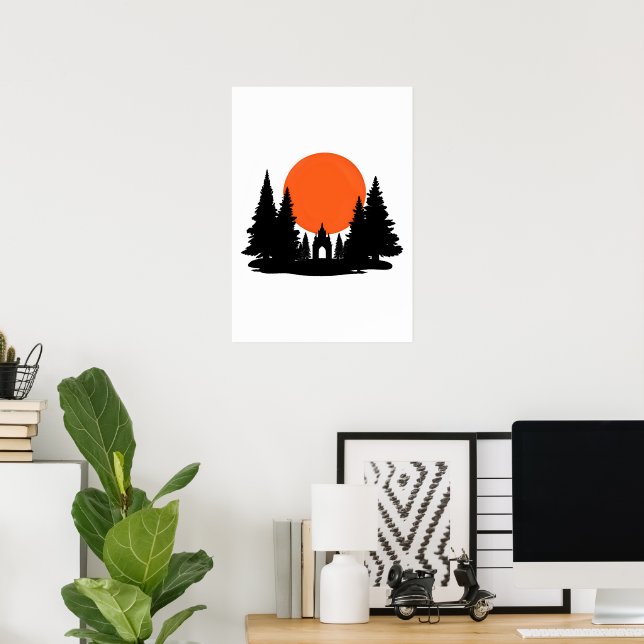 Poster Eclipse Solar Sobre Templo na Floresta (Escritório em casa)