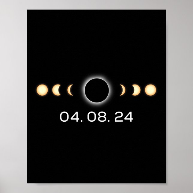 Poster Eclipse Solar Total 04.08.2024 Fases Totais (Frente)