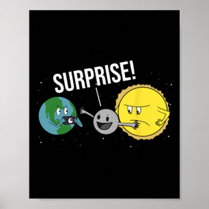 Poster Eclipse Solar Total 2024 Cartoon Funny Moon Coveri