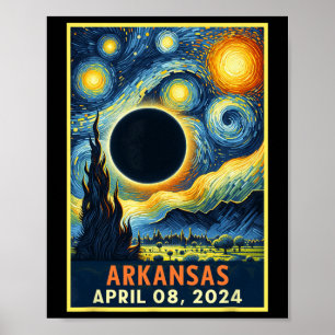 Poster Eclipse Solar Total 2024 Noite Estrelada