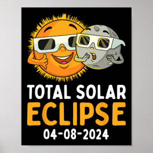 Poster Eclipse Solar Total 2024 Óculos Diversão Sun Moon