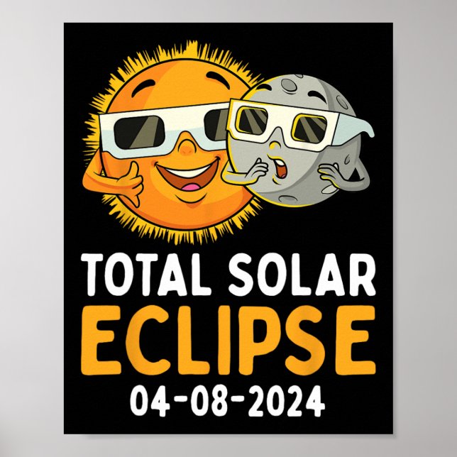 Poster Eclipse Solar Total 2024 Óculos Diversão Sun Moon  (Frente)