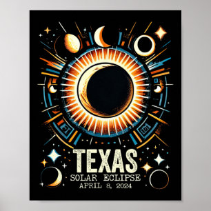 Poster Eclipse Solar Total 2024 Texas April 8 Abstrato Mo