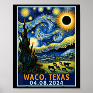 Poster Eclipse Solar Total 2024 Waco Texas Van Gogh Starr