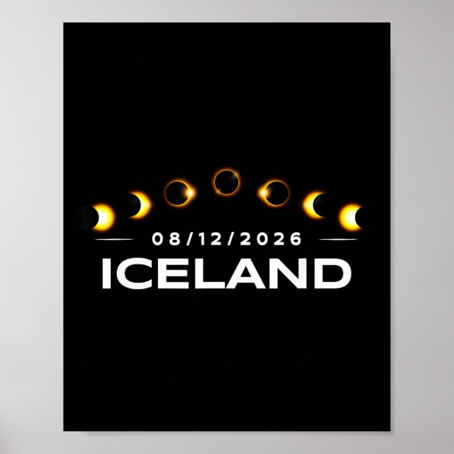 Poster Eclipse Solar Total 2026 Islândia Totalidade (Frente)