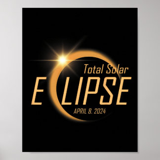 Poster Eclipse Solar Total abril 8 2024 Astronom Totality