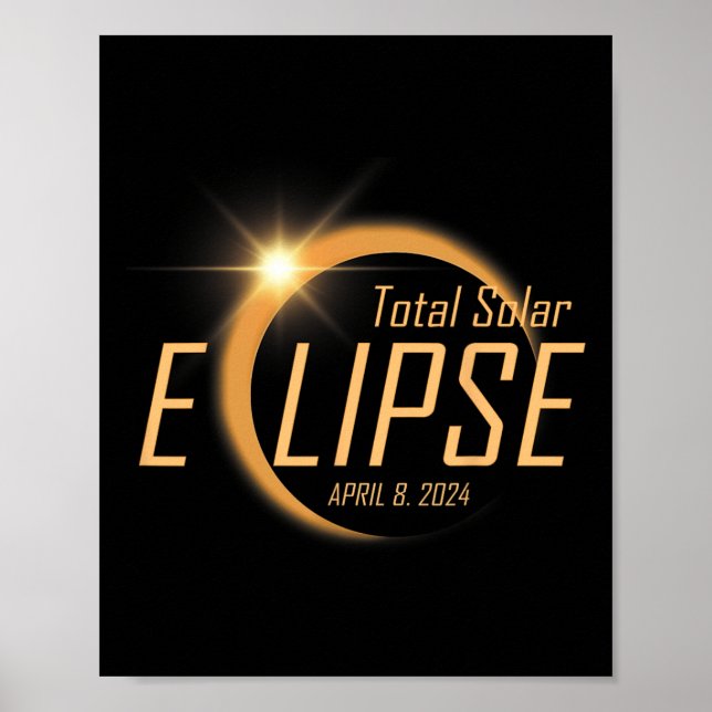 Poster Eclipse Solar Total abril 8 2024 Astronom Totality (Frente)