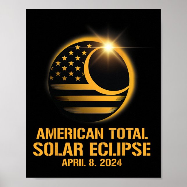Poster Eclipse Solar Total abril 8 2024 Astronom Totality (Frente)