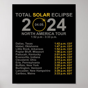Poster Eclipse Solar Total Abril 8 Caminho Do Eclipse