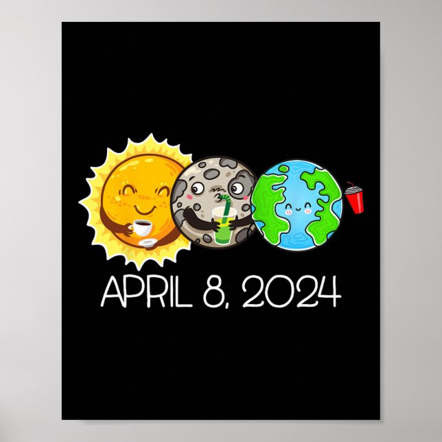 Poster Eclipse Solar Total Abril 8 De Abril De 2024 Astro (Frente)