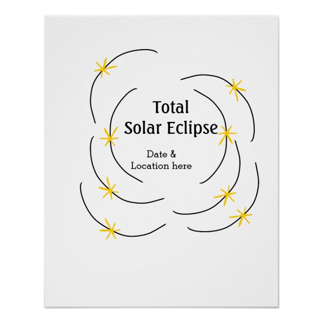 Póster eclipse solar total adicionar data localização met (Frente)