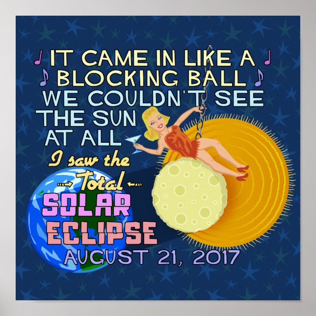 Póster Eclipse Solar Total agosto 21 2017 Funny Americana (Frente)