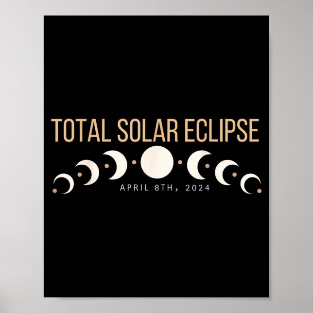 Poster Eclipse Solar Total Dallas Texas 2024 8 de Abril (Frente)