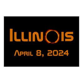 Póster Eclipse Solar Total de 2024 Illinois