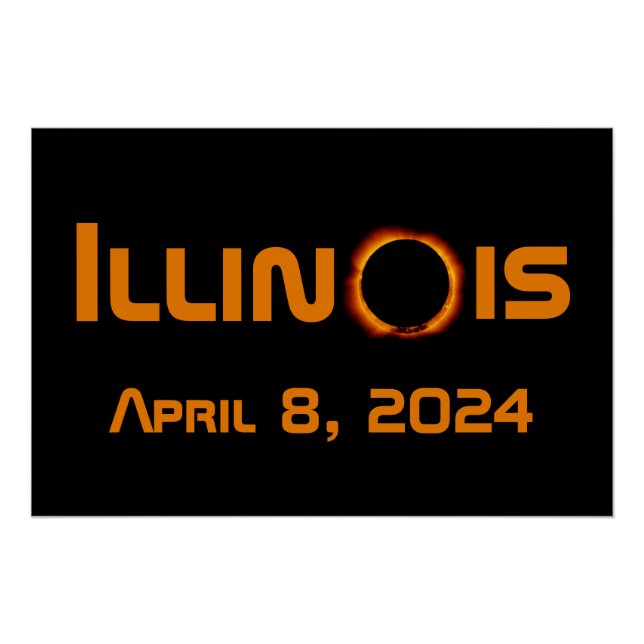 Póster Eclipse Solar Total de 2024 Illinois (Frente)