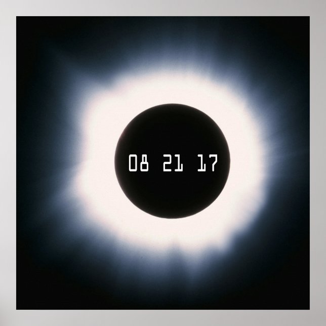 Póster Eclipse Solar Total de agosto de 2017 em preto e b (Frente)