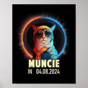 Poster Eclipse Solar Total de Muncie Indiana 2024