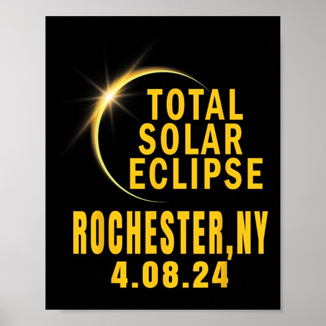 Poster Eclipse Solar Total de Rochester Ny Solar 2024 (Frente)