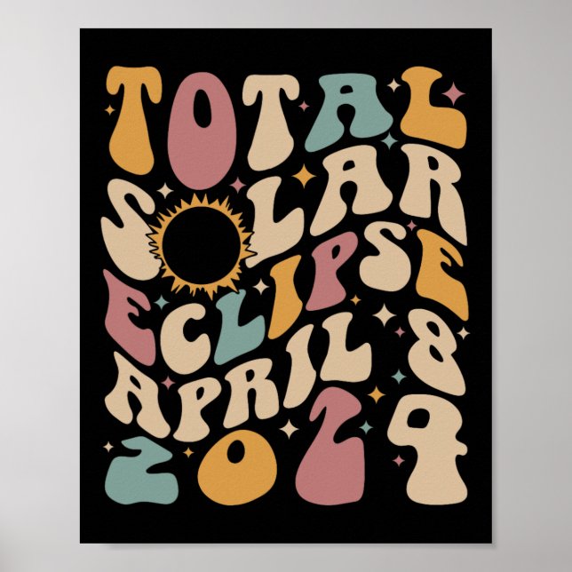 Poster Eclipse Solar Total do Groovy Retro abril de 2081 (Frente)
