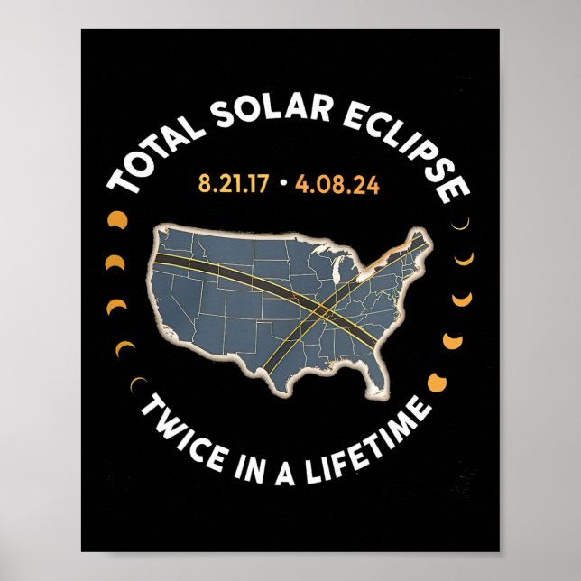 Poster Eclipse Solar Total Duas Vezes Na Vida 2017 2024 (Frente)