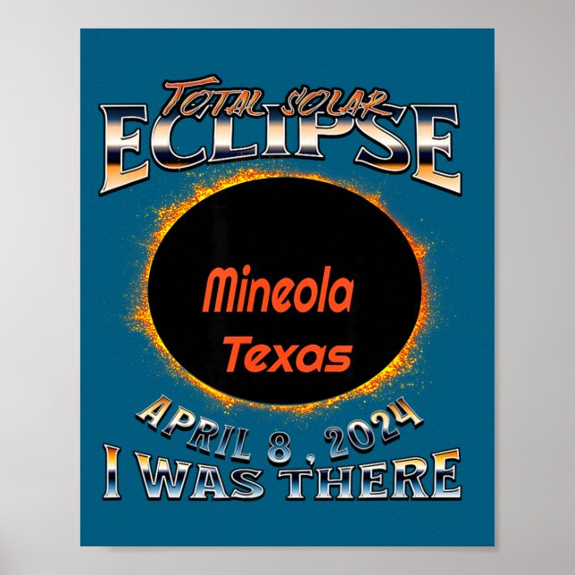 Poster Eclipse Solar Total em Mineola Texas Lá (Frente)