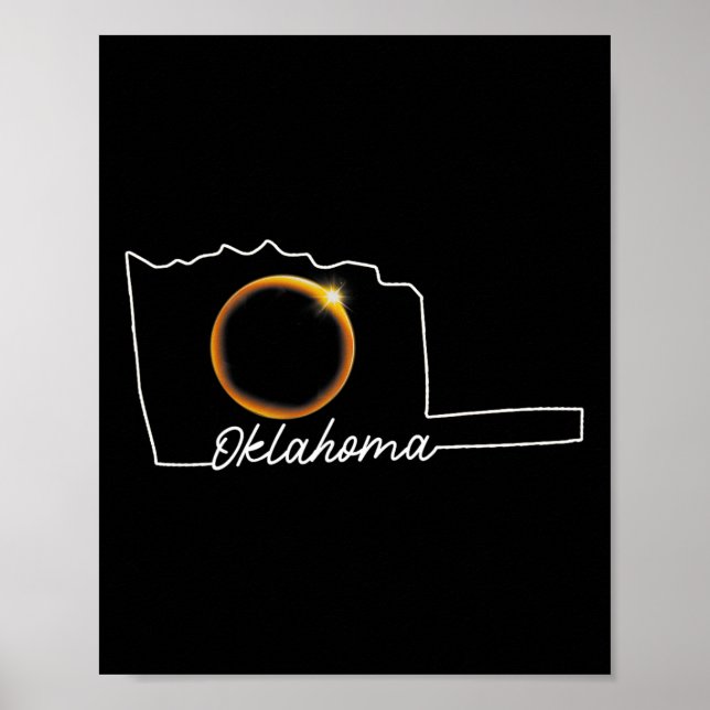 Poster Eclipse Solar Total em Oklahoma 8 de Abril Mapa EU (Frente)