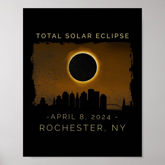 Poster Eclipse Solar Total Em Rochester Nova York (Frente)