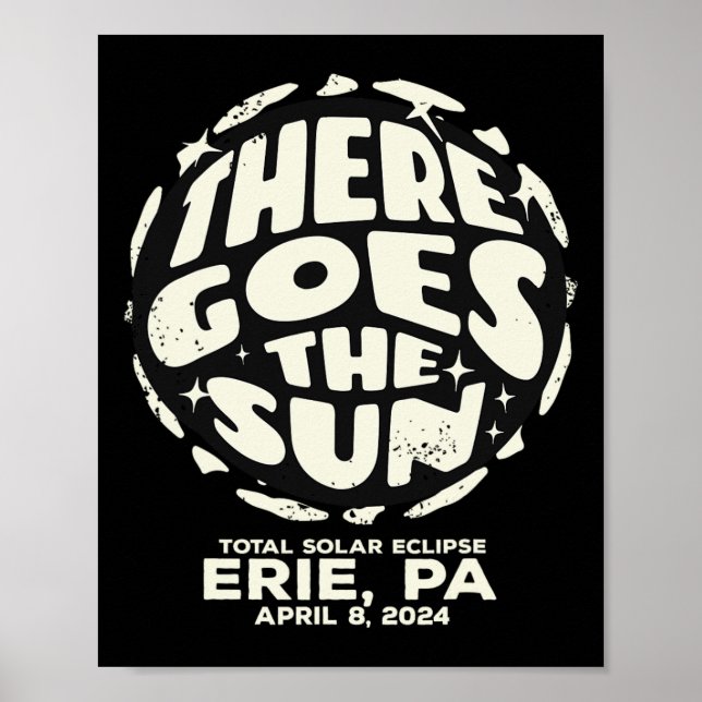 Poster Eclipse Solar Total Erie Pa 8 De Abril De 2024 Lá  (Frente)