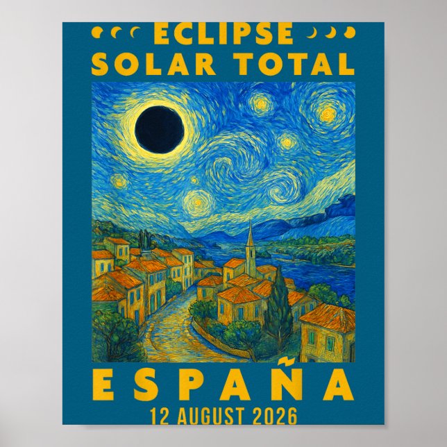 Poster Eclipse Solar Total Espanha 2026  (Frente)