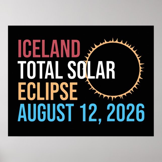Poster Eclipse solar total Islândia 12 agosto 2026 Camise (Frente)