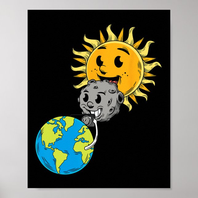 Poster Eclipse Solar Total Terra Lua Sol Photobomb Lover (Frente)