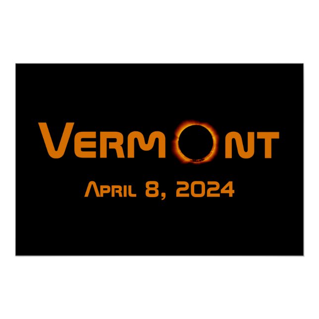 Póster Eclipse Solar Totalmente Vermont 2024 (Frente)