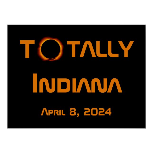 Póster Eclipse Total do Indiana 2024 (Frente)