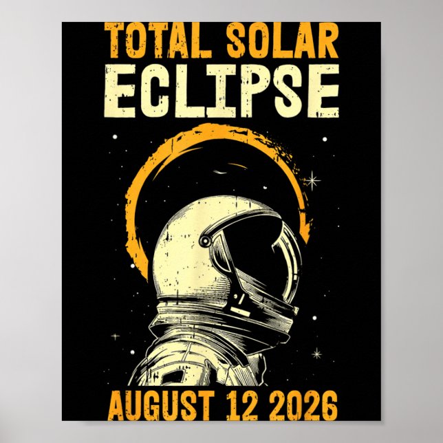 Poster Eclipse Total do Sol 12 de Agosto de 2026 Arte (Frente)