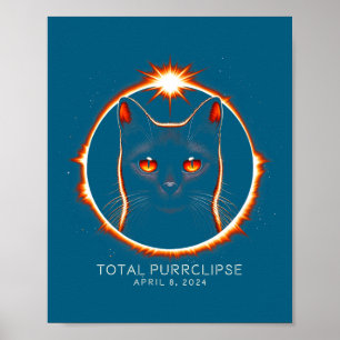 Poster Eclipse Total do Sol 2024 Purrclipse Engraçado Gat