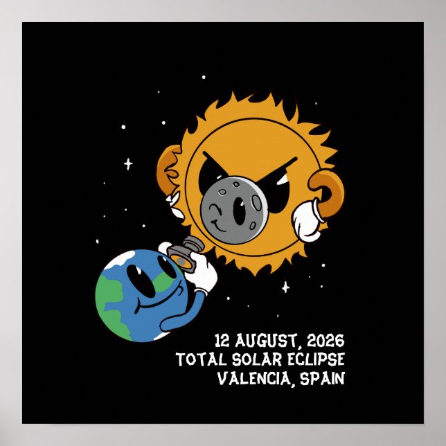 Poster Eclipse Total do Sol 2026 Espanha Fotobomba (Frente)