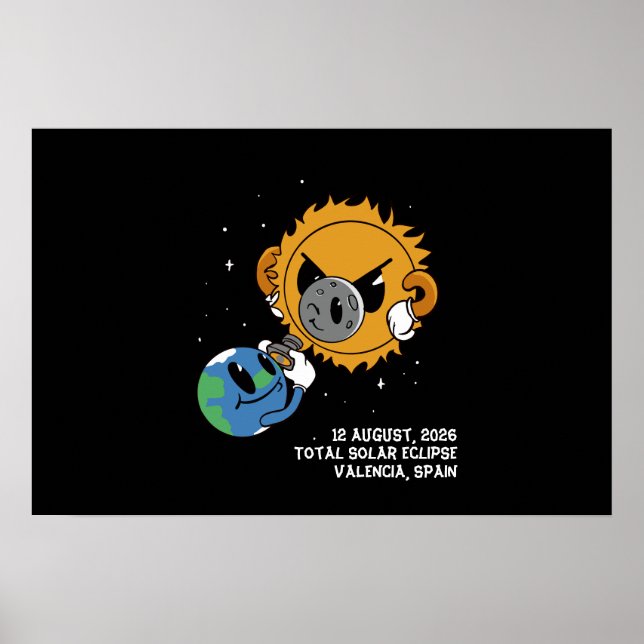 Poster Eclipse Total do Sol 2026 Espanha Fotobomba (Frente)