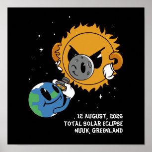 Poster Eclipse Total do Sol 2026 Groenlândia Fotobomba