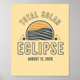 Poster Eclipse Total do Sol Astronomia 2026 Totalidade Ag