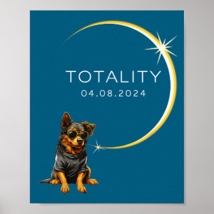 Poster Eclipse Total do Sol Cachorro 2024 Totalidade Cach