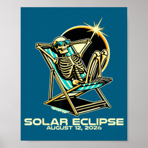 Poster Eclipse Total do Sol Esqueleto Engraçado