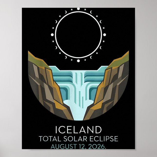Poster Eclipse Total do Sol na Islândia 2026 Evento Celes (Frente)