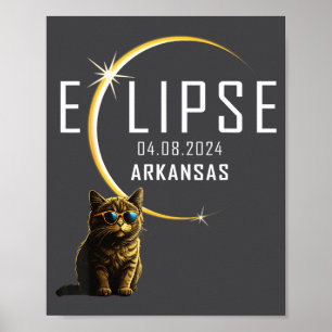 Poster Eclipse Total do Sol no Arkansas 2024 Gatos Divert