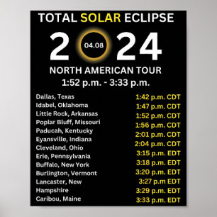 Poster Eclipse Total Solar 2024 8 de abril Caminho do Ecl