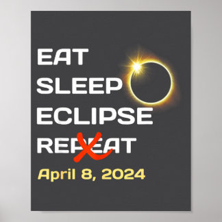 Poster Eclipse Total Solar de 2024 na América - Totalidad