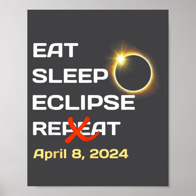 Poster Eclipse Total Solar de 2024 na América - Totalidad (Frente)