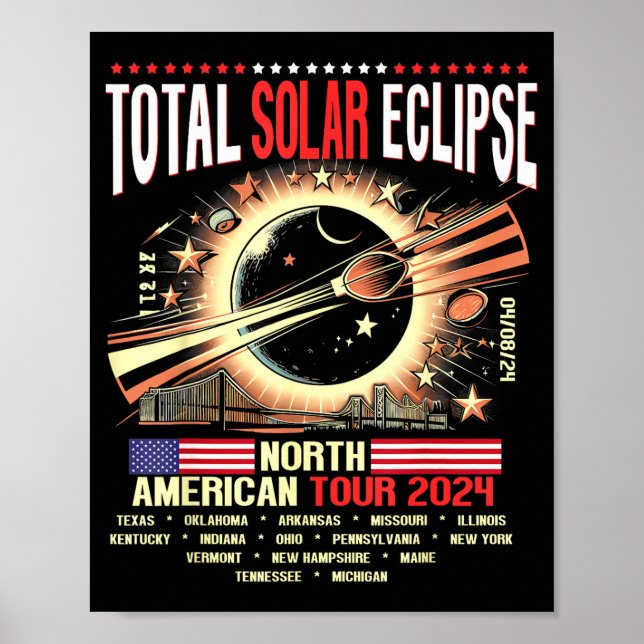 Poster Eclipse Total Solar Divertido América do Norte (Frente)